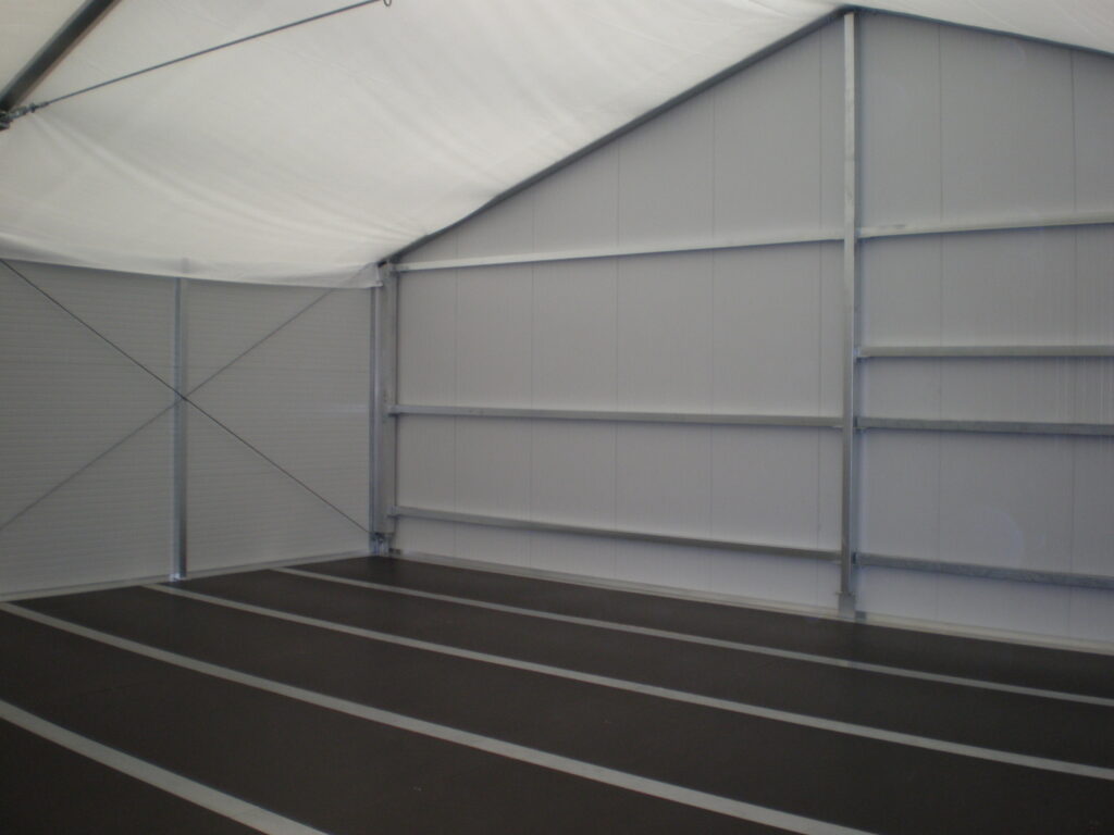 temporary warehouse with flooring and insulation panels