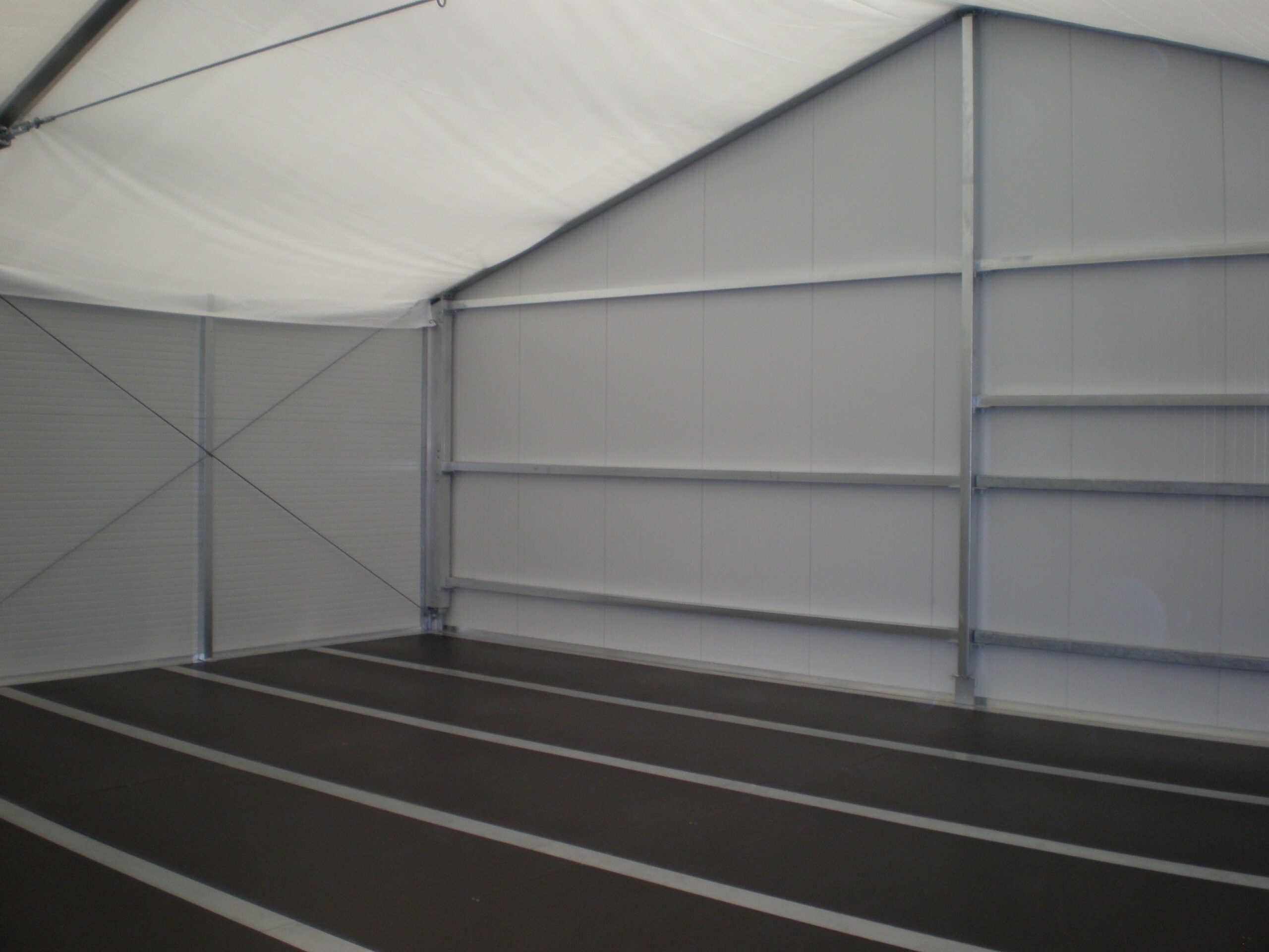 temporary warehouse with flooring and insulation panels